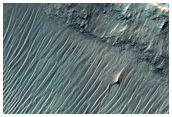 Crater with Light and Dark Layers Exposed in Walls