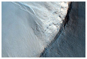 Gullies in Crater in Tempe Terra