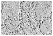 Вмятины, сформированные потоками лавы на равнине Elysium Planitia