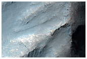 Exposure of Light-Toned Layering and Wall Rock on North Melas Chasma Wall
