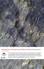 Contact between Two Distinct Types of Bedrock Northwest of Hellas Planitia