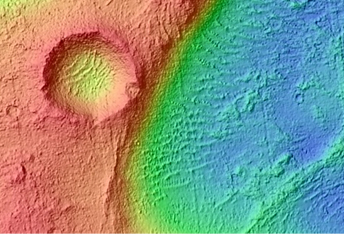 Edge of Fluidized Ejecta Rampart with Great Phyllosilicate Signature