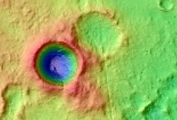 Cones and Crater in Isidis Planitia