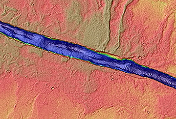 Fissure Near Cerberus Fossae with Tectonic Morphologies