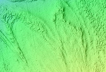 Multiple Curved Ridges at End of Valley in Protonilus Mensae