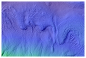 Gullies Within Central Pit of Bamberg Crater
