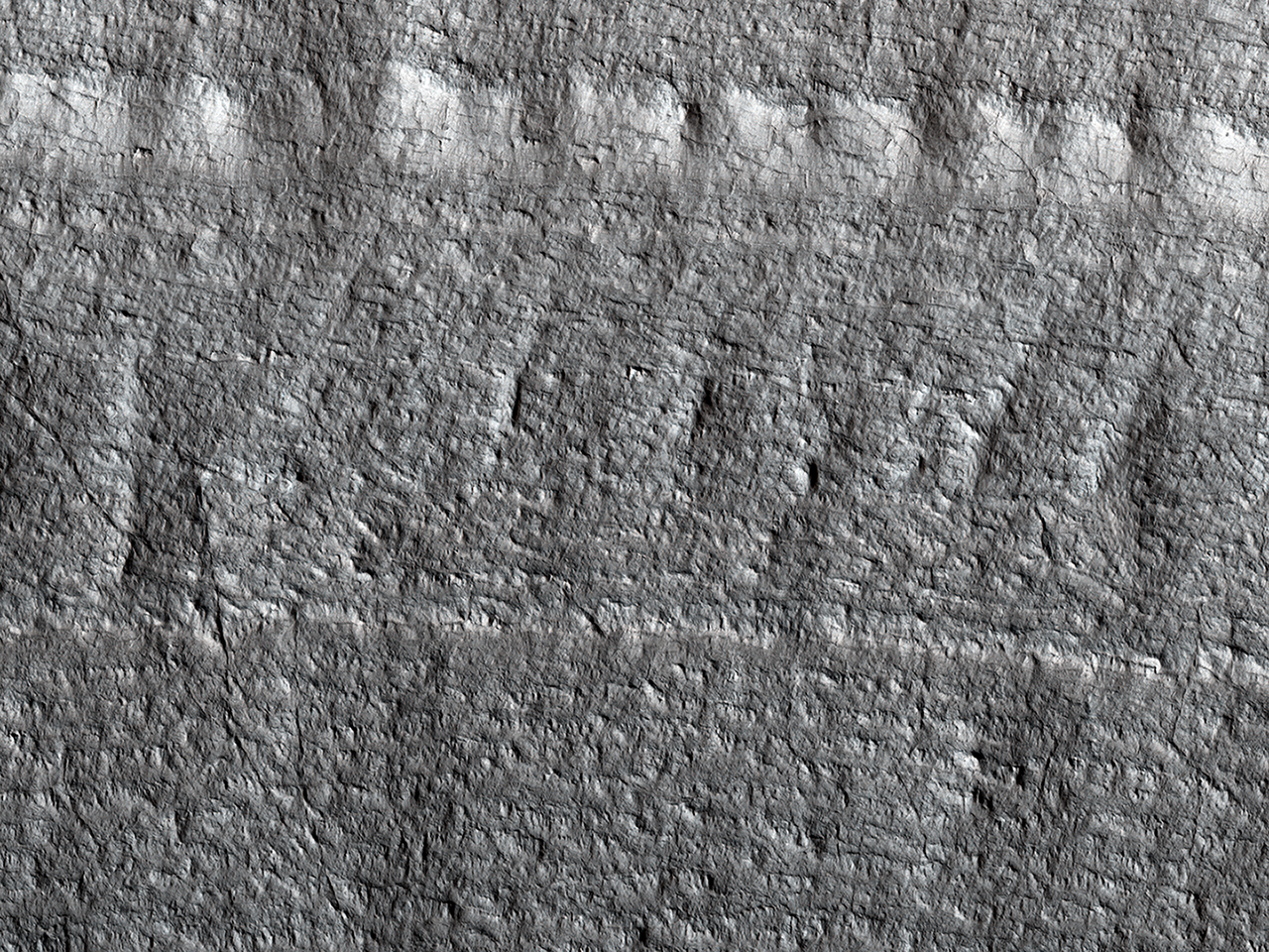 Gelaagd ijs nabij de zuidpool van Mars