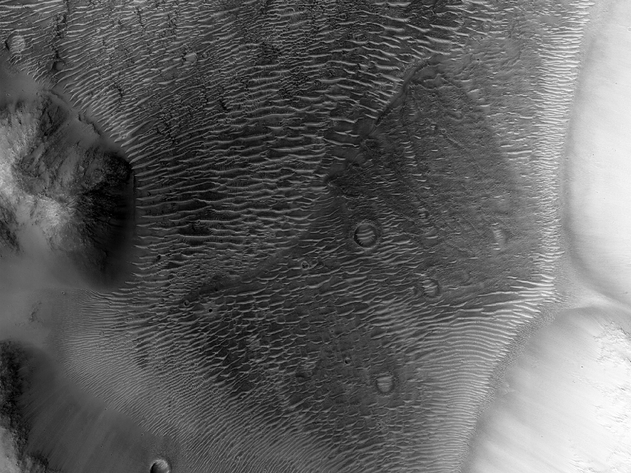Monding van Tinto Vallis nabij de Palos krater