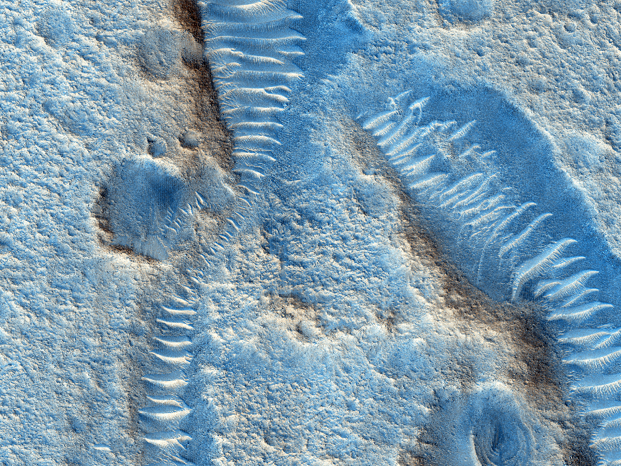 Breuklijnen in Chryse Planitia