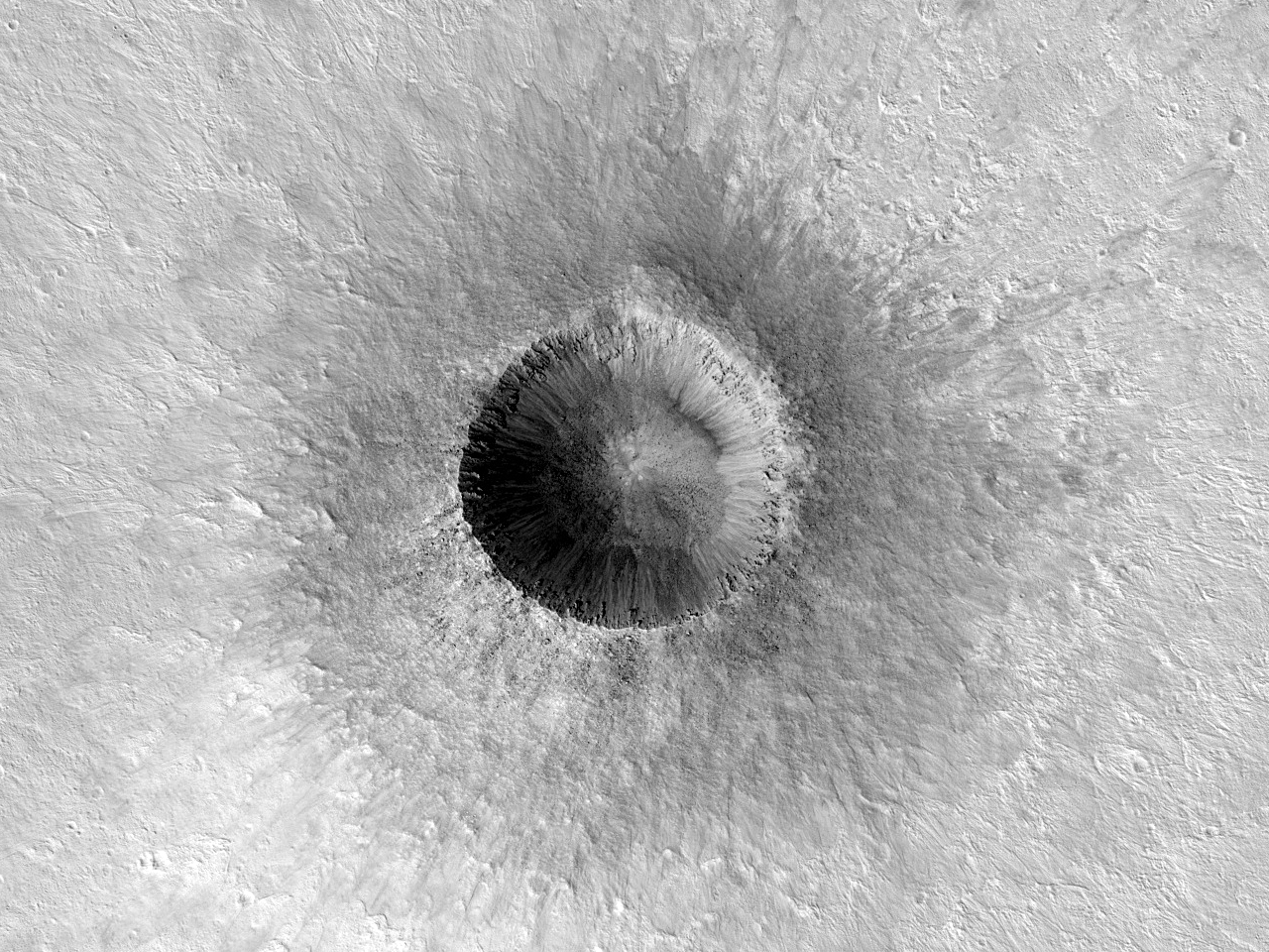 Bardzo dobrze zachowany krater w Ares Vallis