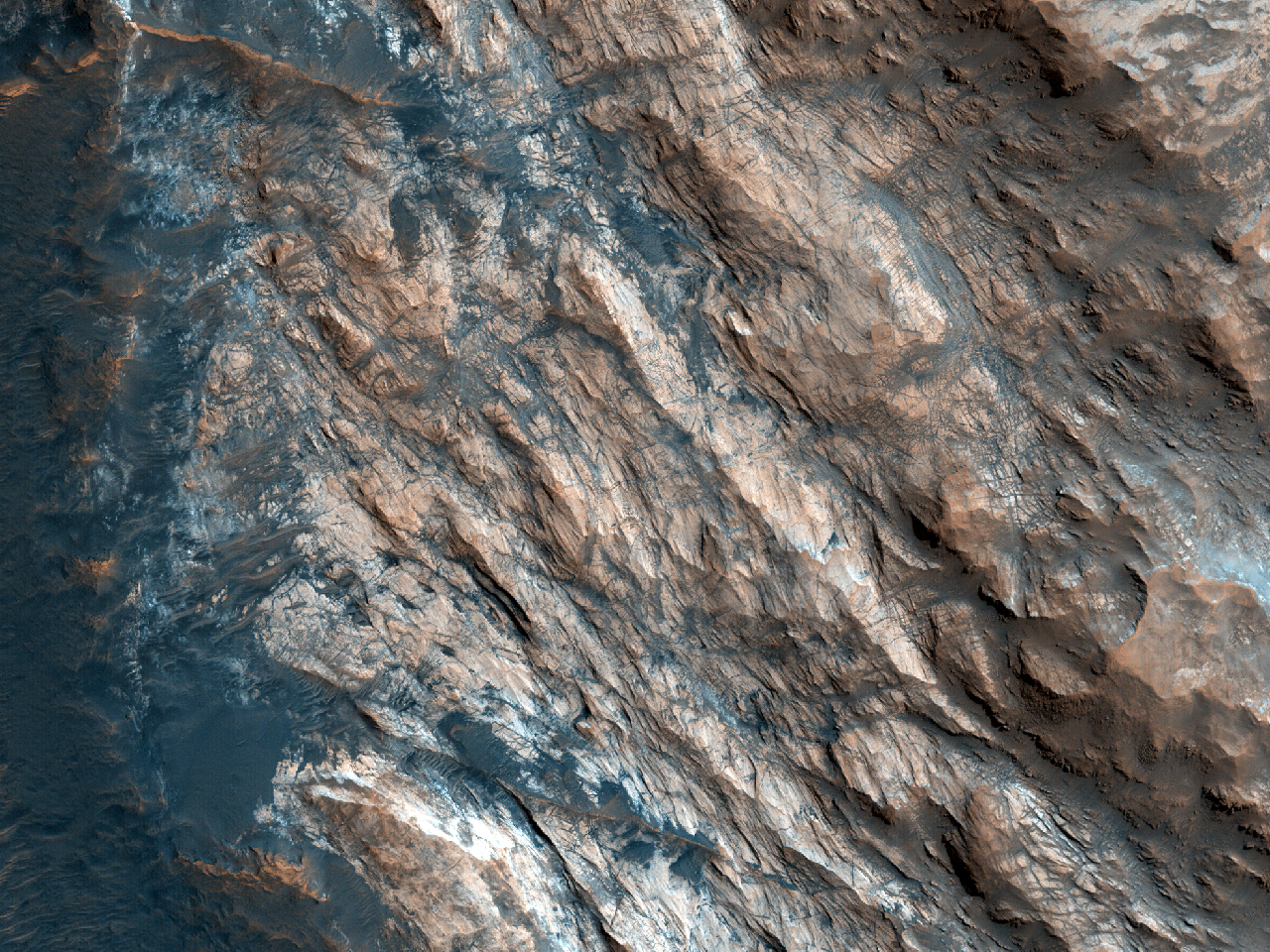 Des strates bien exposes prs de Mawrth Vallis 