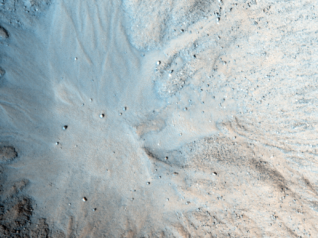 Dik eğimlere sahip yeni oluşmuş bir krater