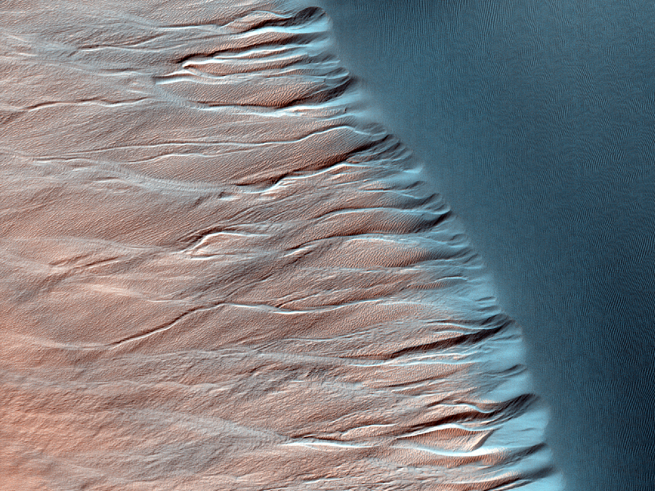 Canaloni attivi sulle dune nel Cratere Kaiser