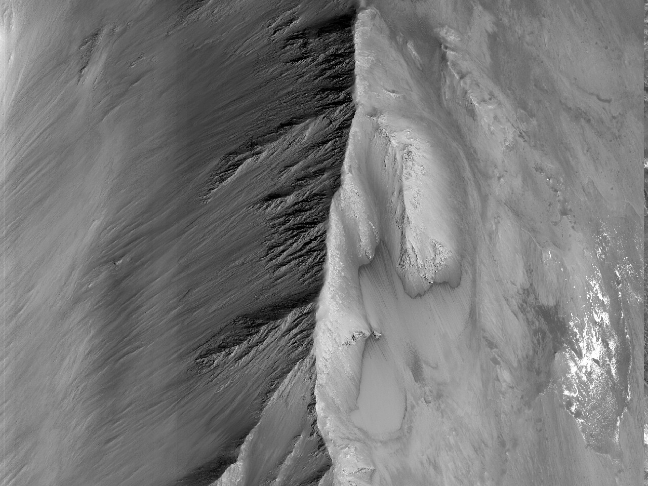 体现出火星上的质量损失与地球上的质量损失之间的区别 (Coprates Chasma)