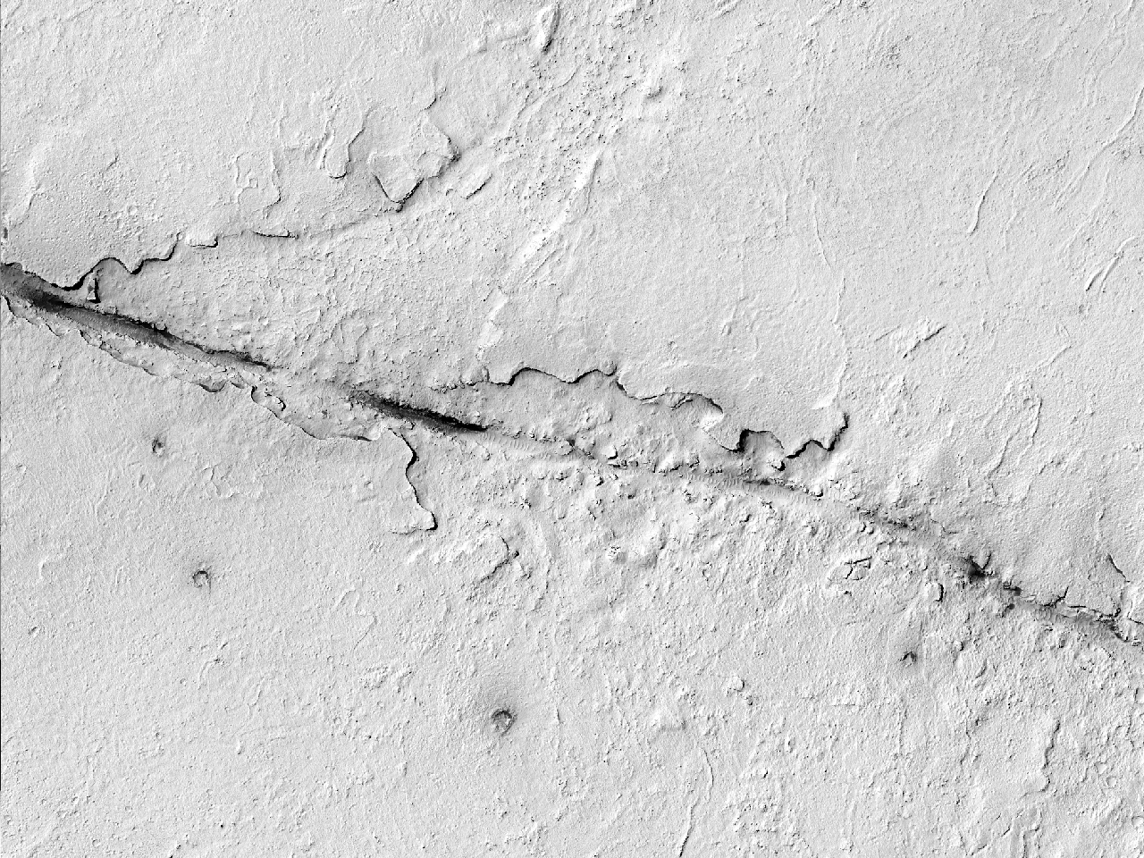 瑟贝尔斯陨石坑附近的裂缝 (Cerberus Fossae)
