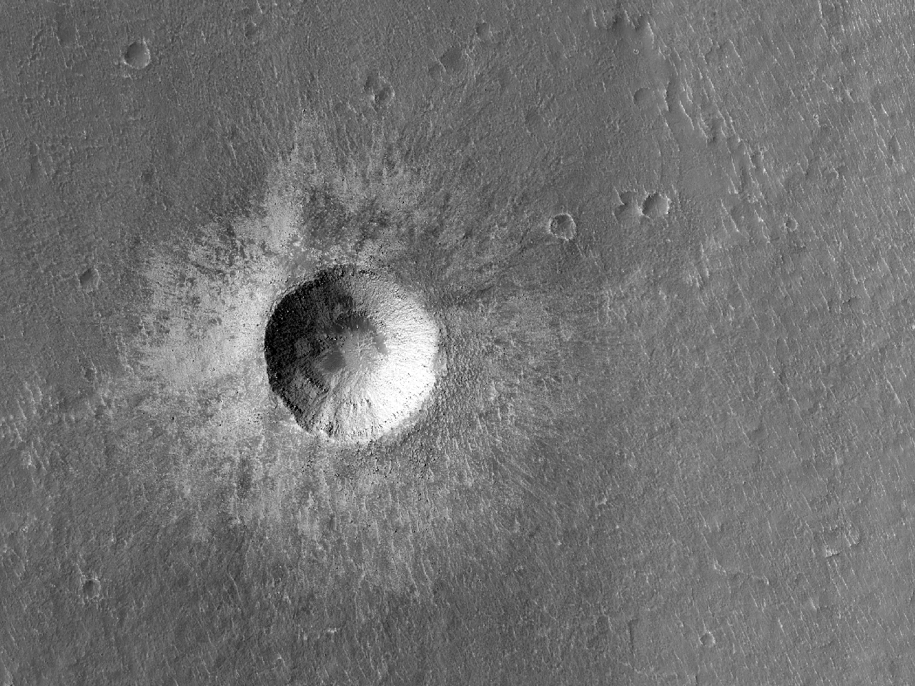 Freŝa kratero en Utopia Planitia