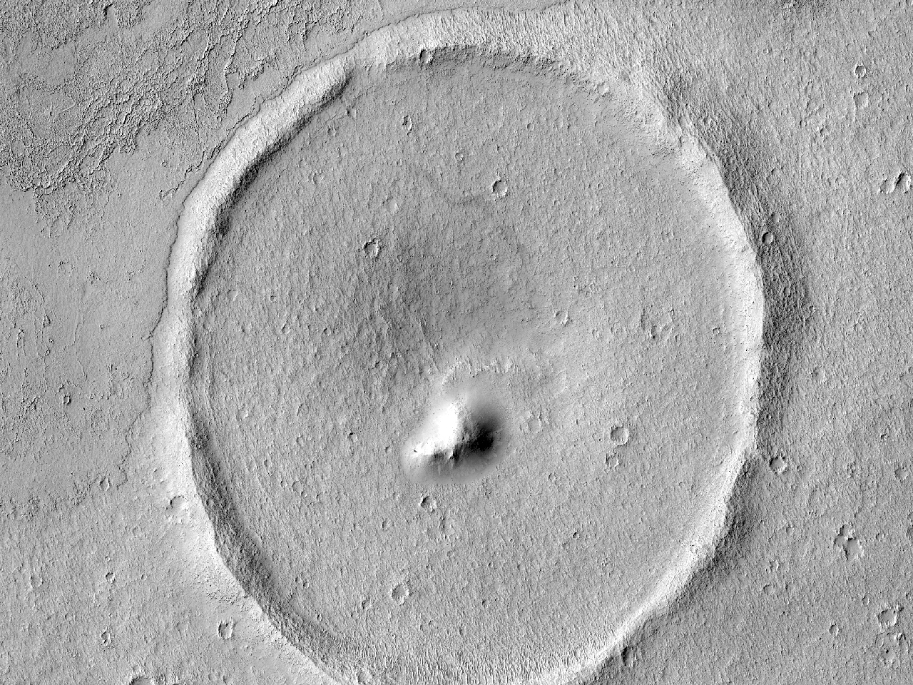 Antiquissimus crater materie refertus iuxta Marte Vallem