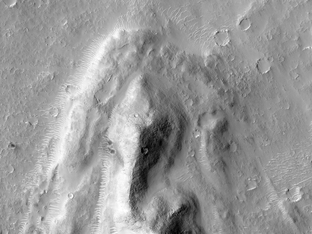Prawdopodobna pradawna linia brzegowa na południu równiny Isidis Planitia