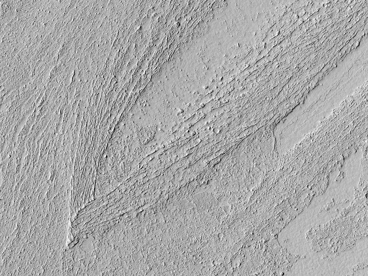 Sinais de antigos fluxos de lavas nos vales de Marte