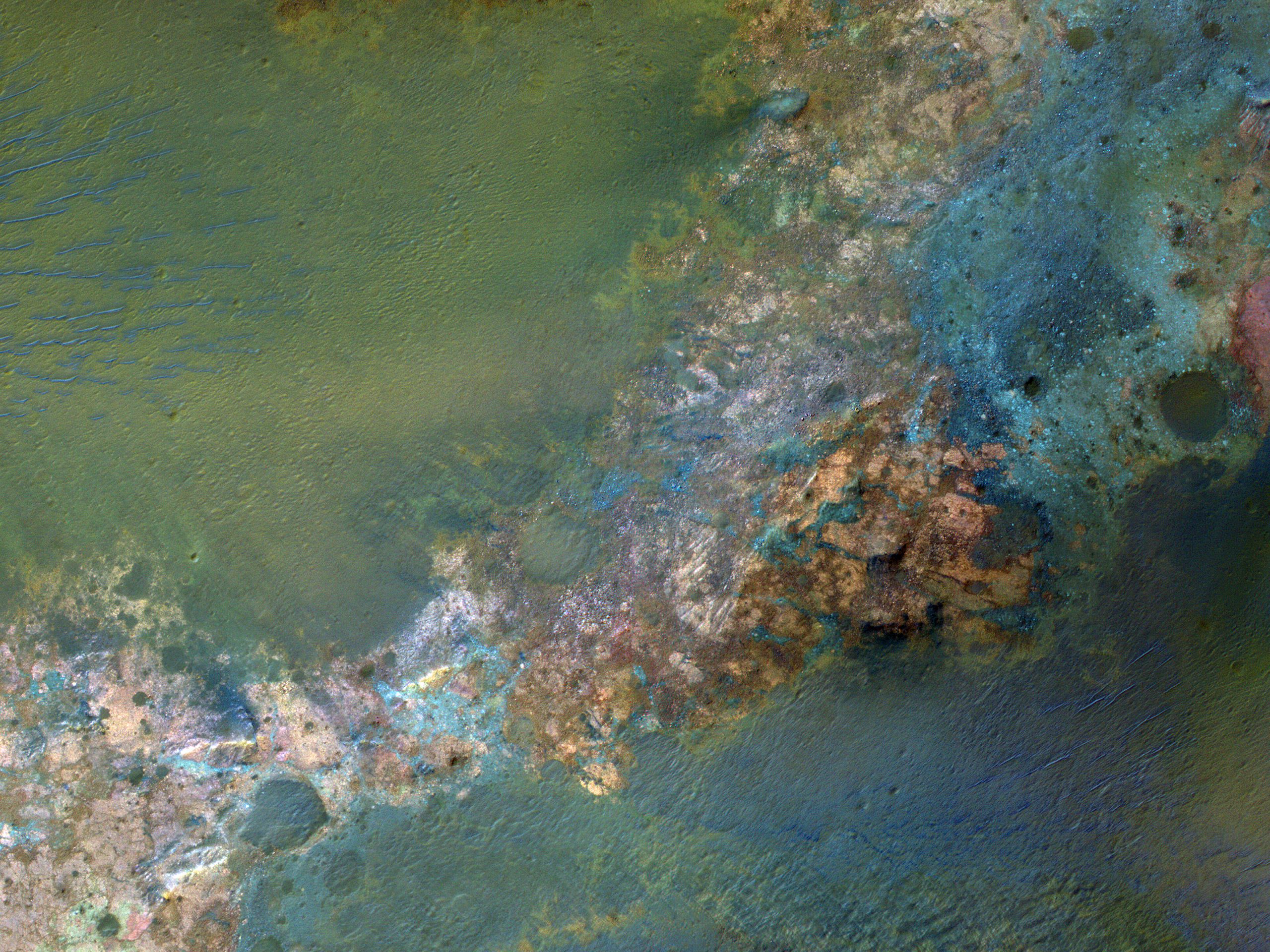 Colorful Bedrock in the Central Uplift of an Impact Crater