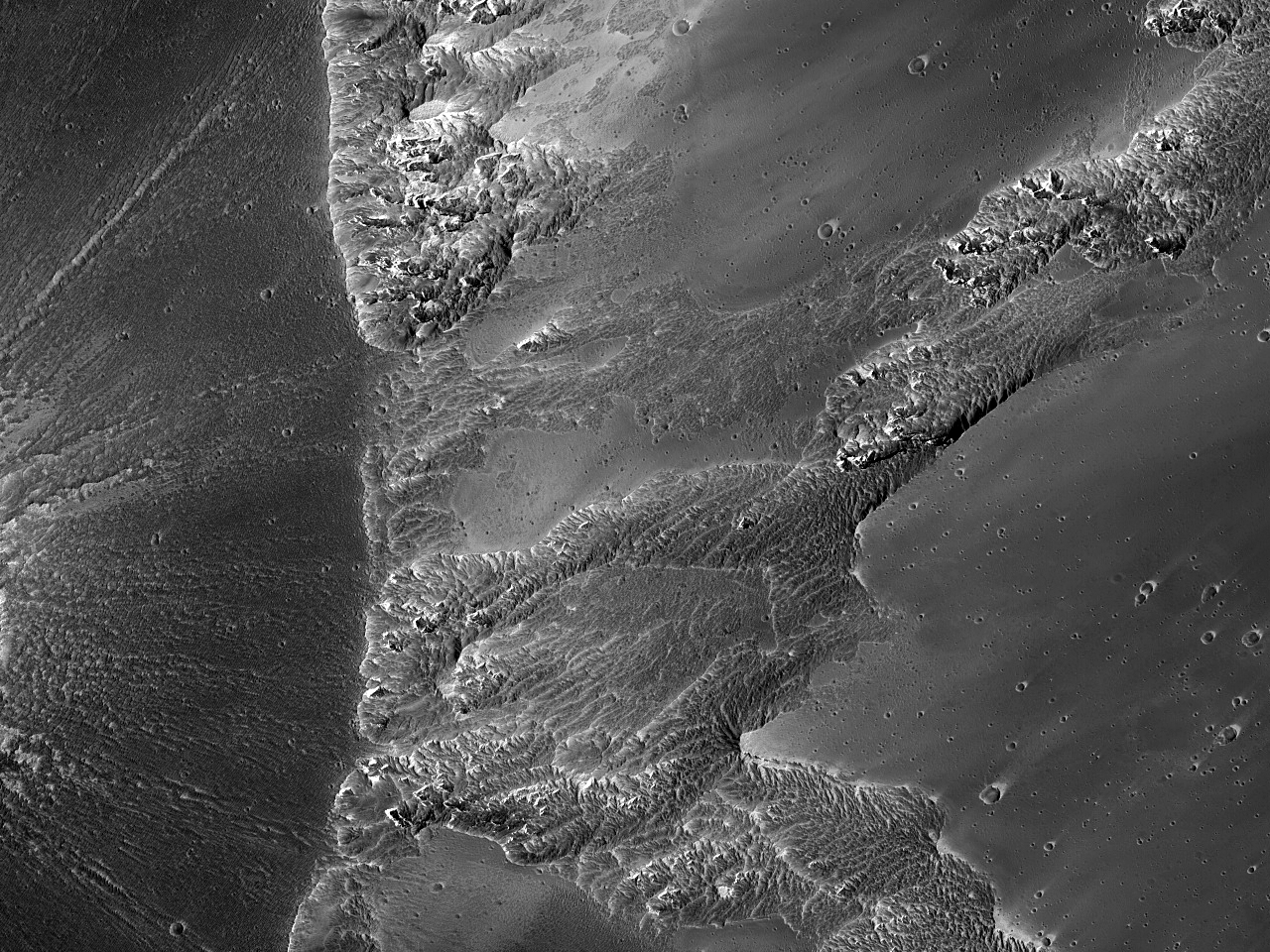 堪德峡谷的岩石层和断层 (Candor Chasma)