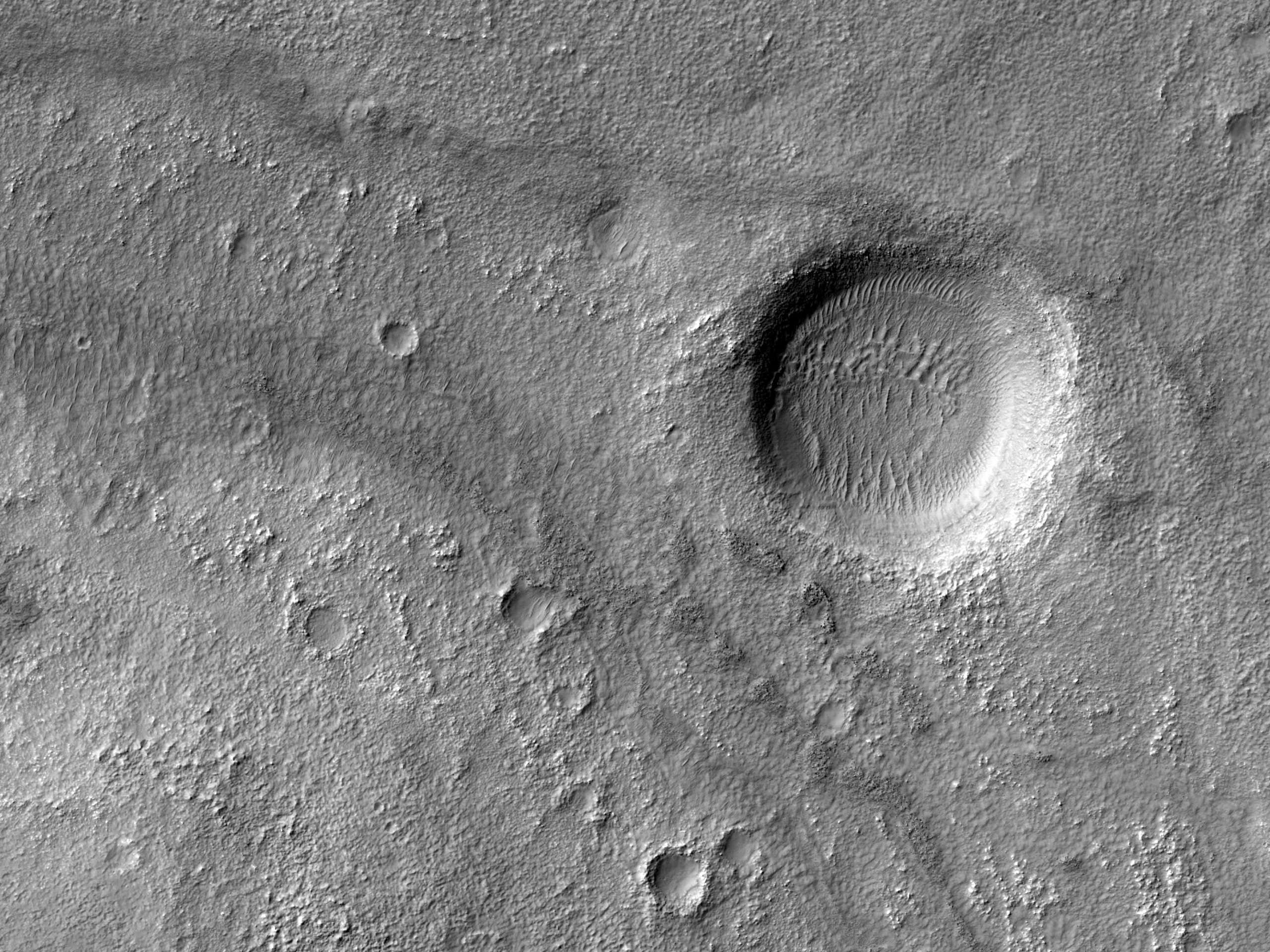 在火星中纬度的地形