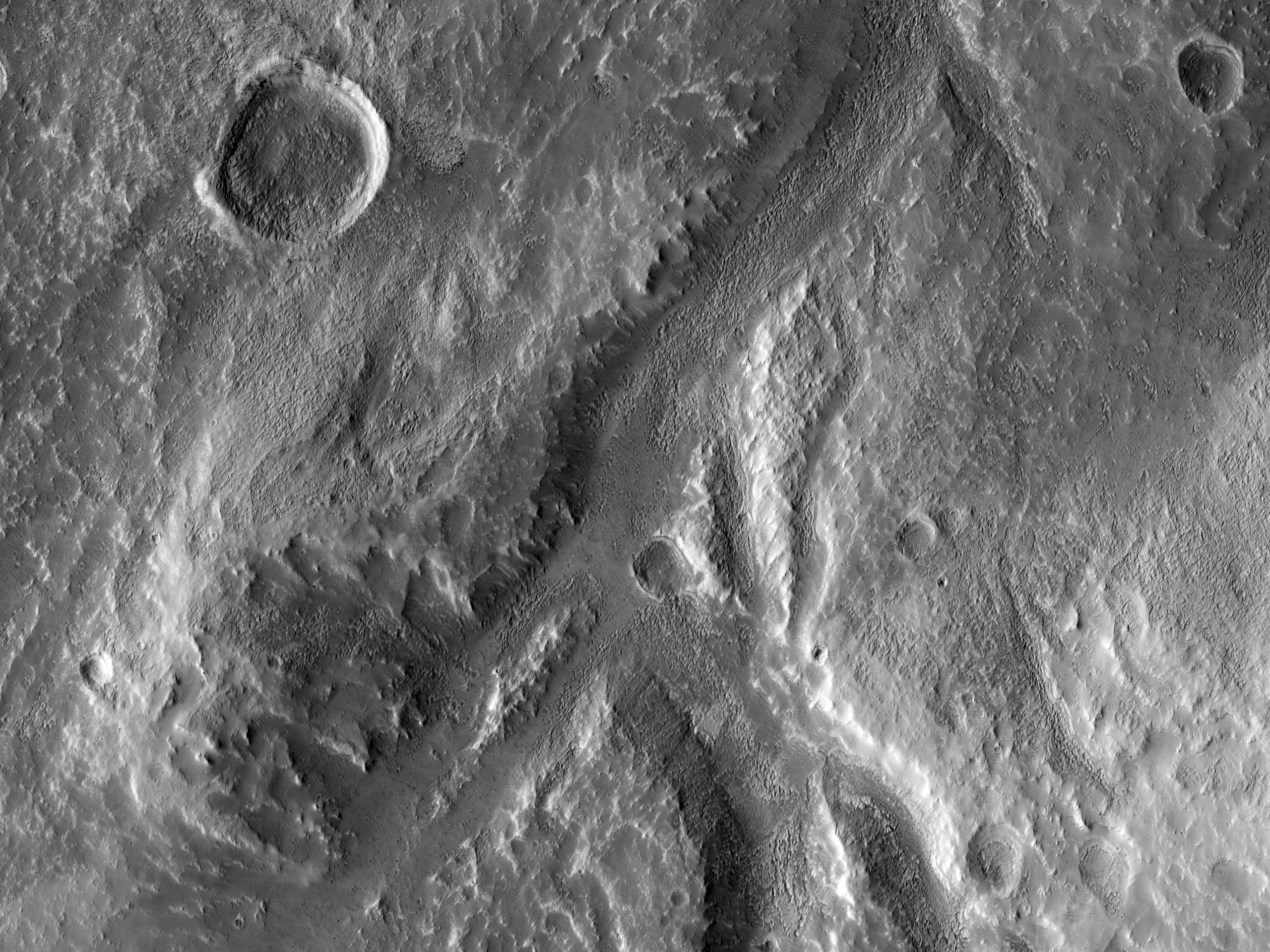 Verzweigte Tler in Acheron Fossae