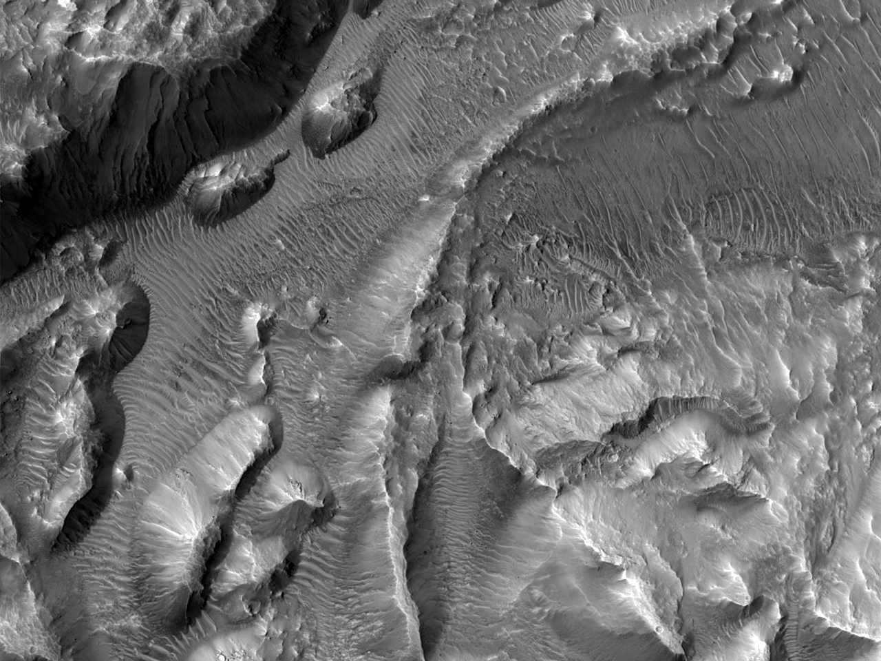 Глины в хорошо сохранившемся ударном кратере на равнине Acidalia Planitia