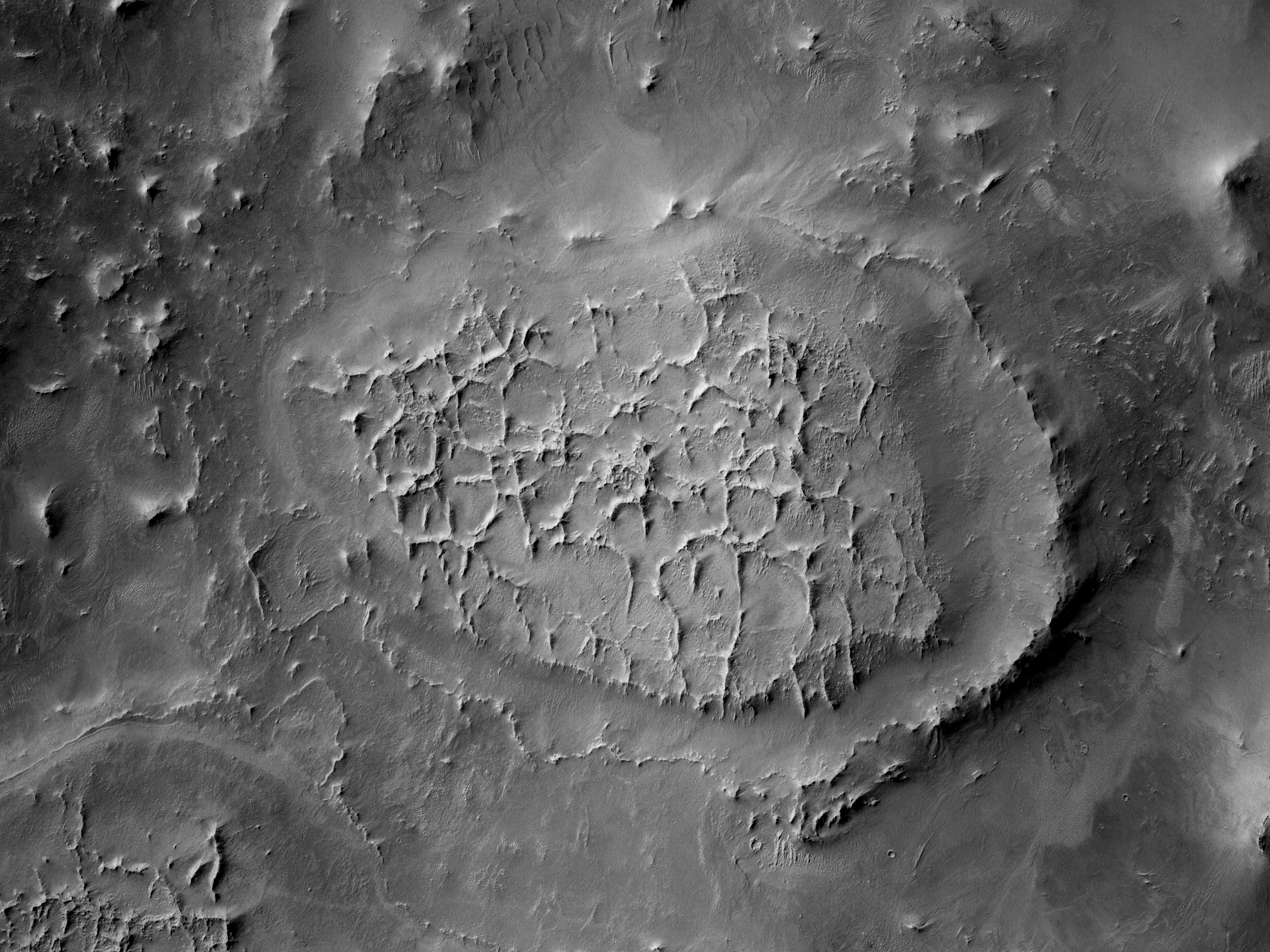 Inverted Polygonal Terrain in Schoner Crater