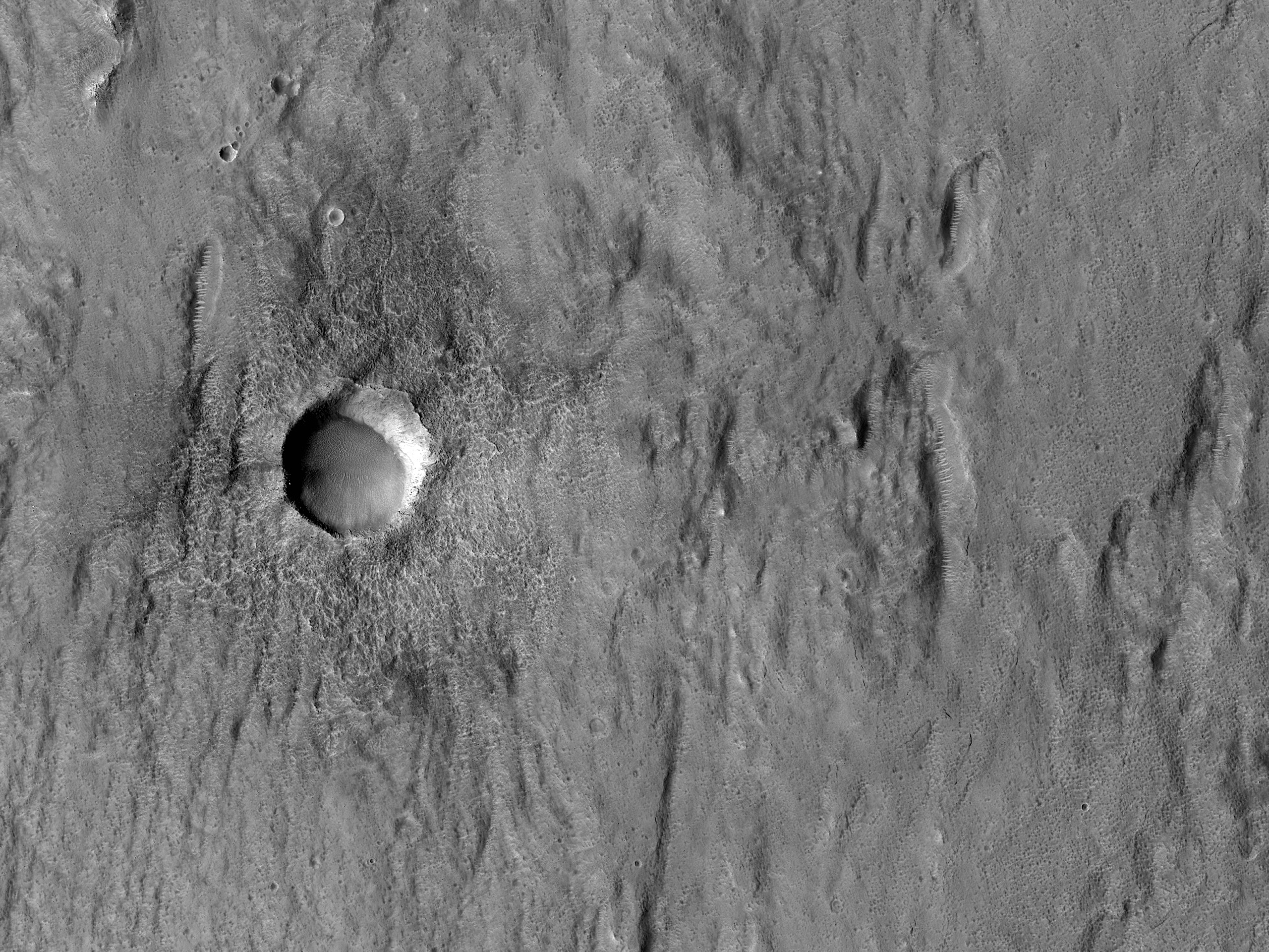 Crater and Pits in the Northern Mid-Latitudes