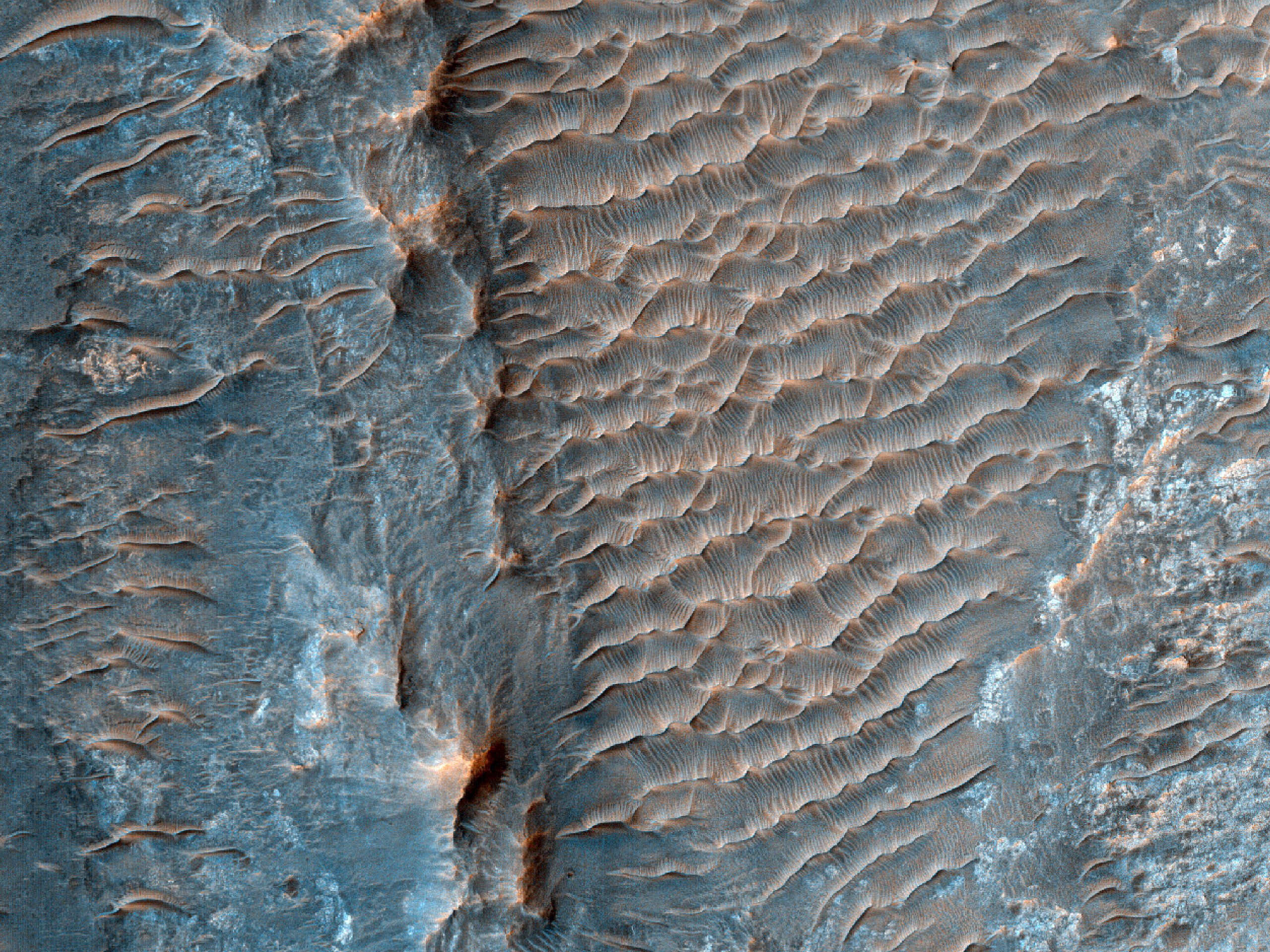 Erosion of a Crater Rim near Maadim Vallis
