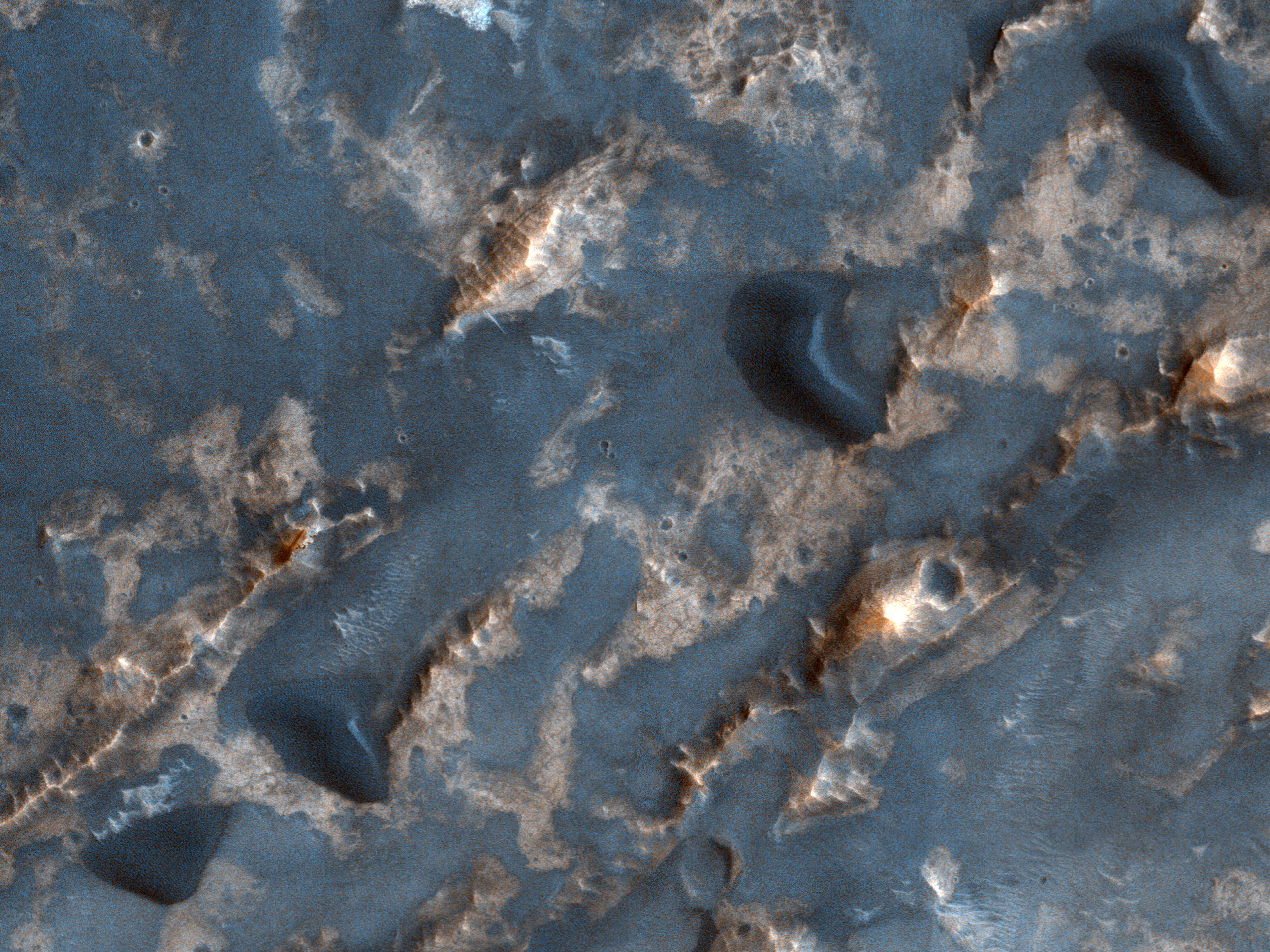 Dunes and Bedrock in Crater in Arabia Terra