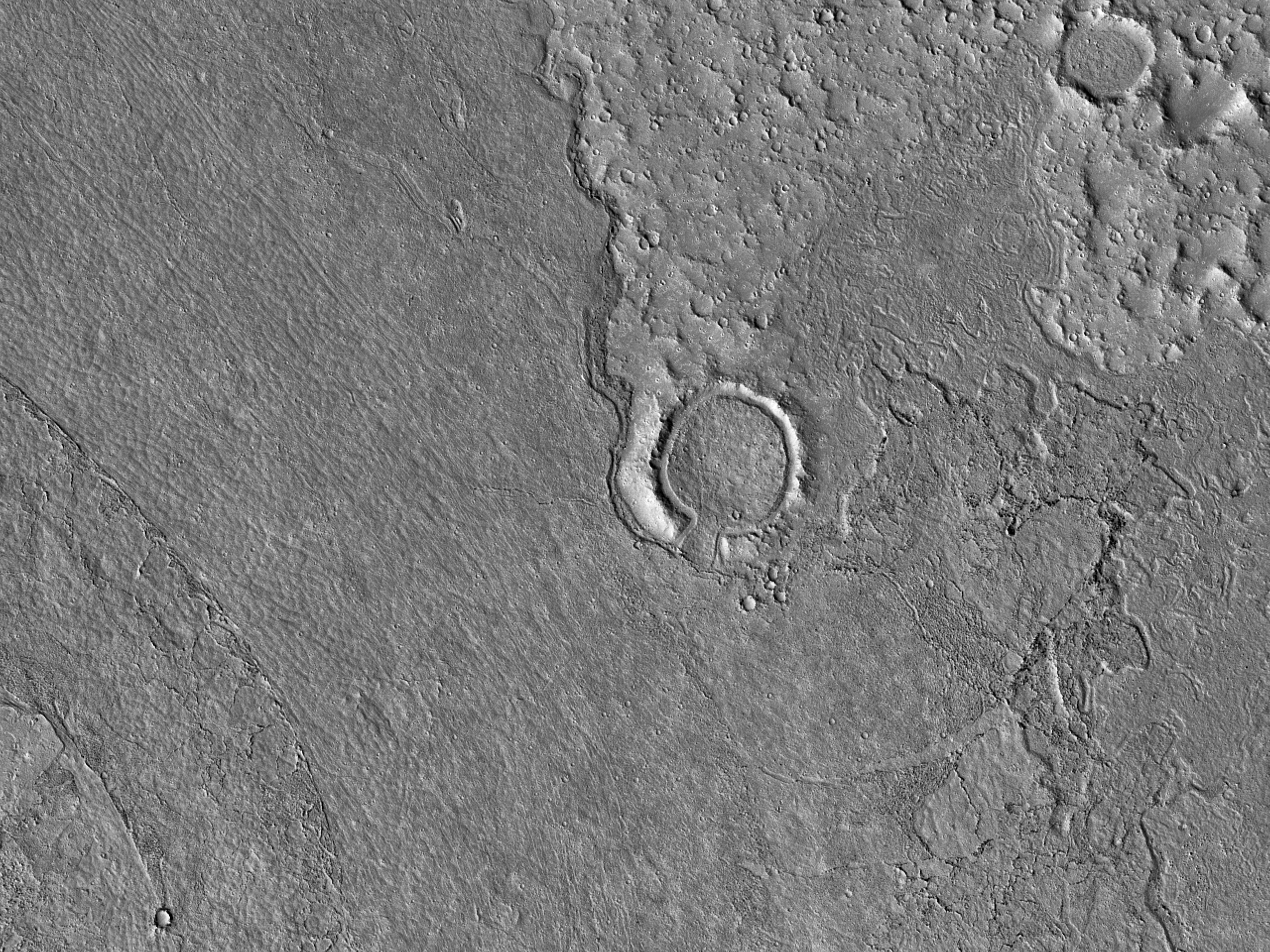A Lava-Filled Crater near Athabasca Valles