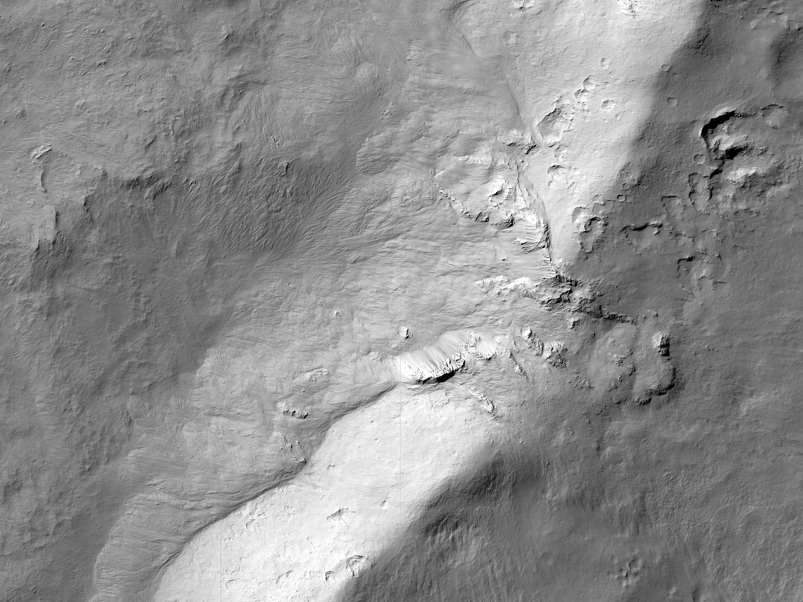 Flow Features inside Eastern Floor of Crater South of Burton Crater