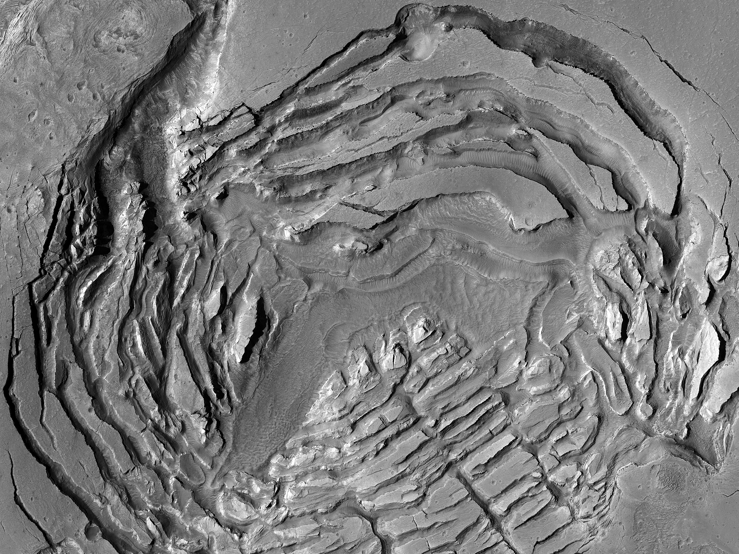 A Mysterious Fractured Depression on Mars