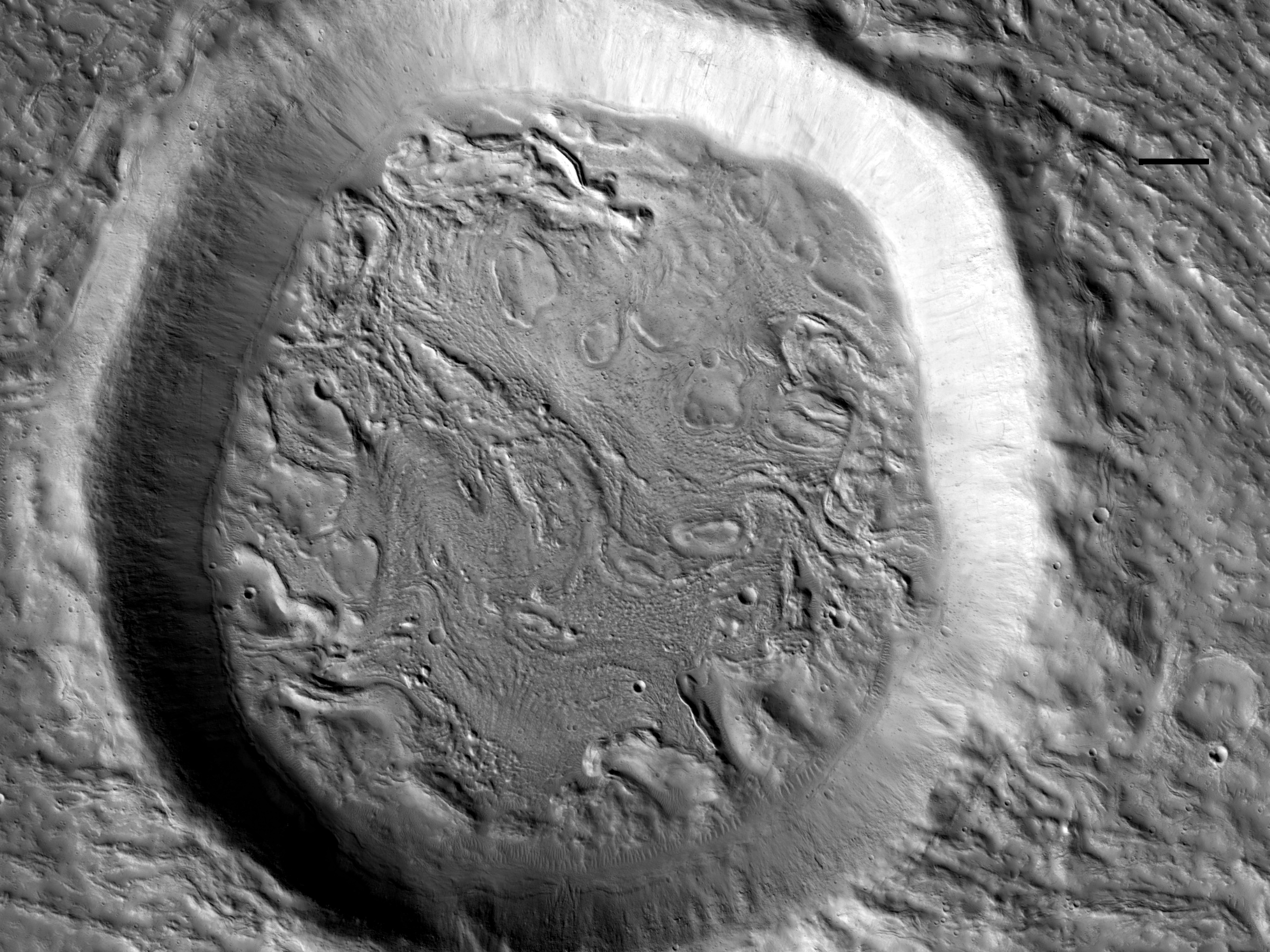 Ridges and Hollows in a Crater