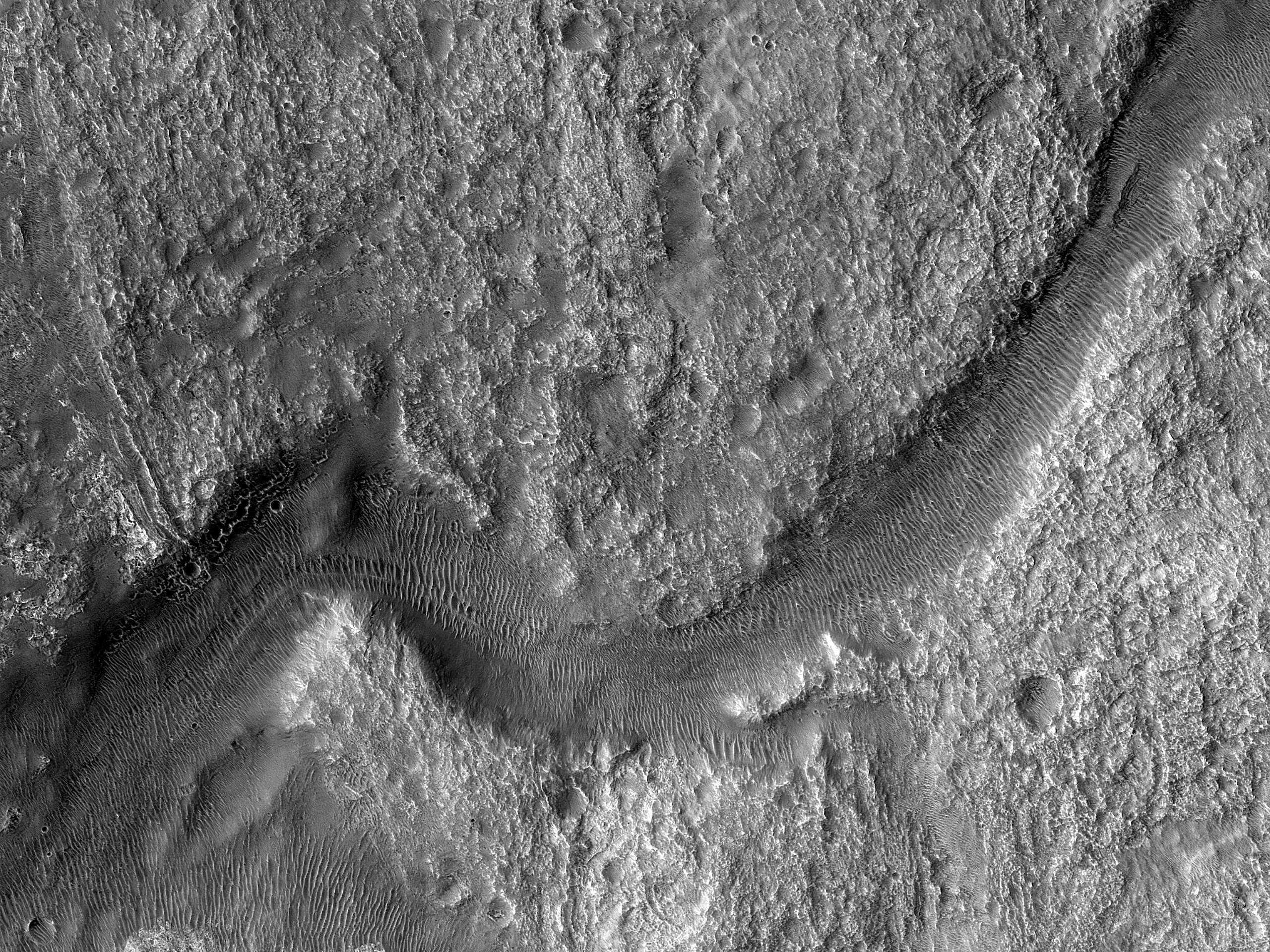 A Channel within a Valley in Hellas Planitia