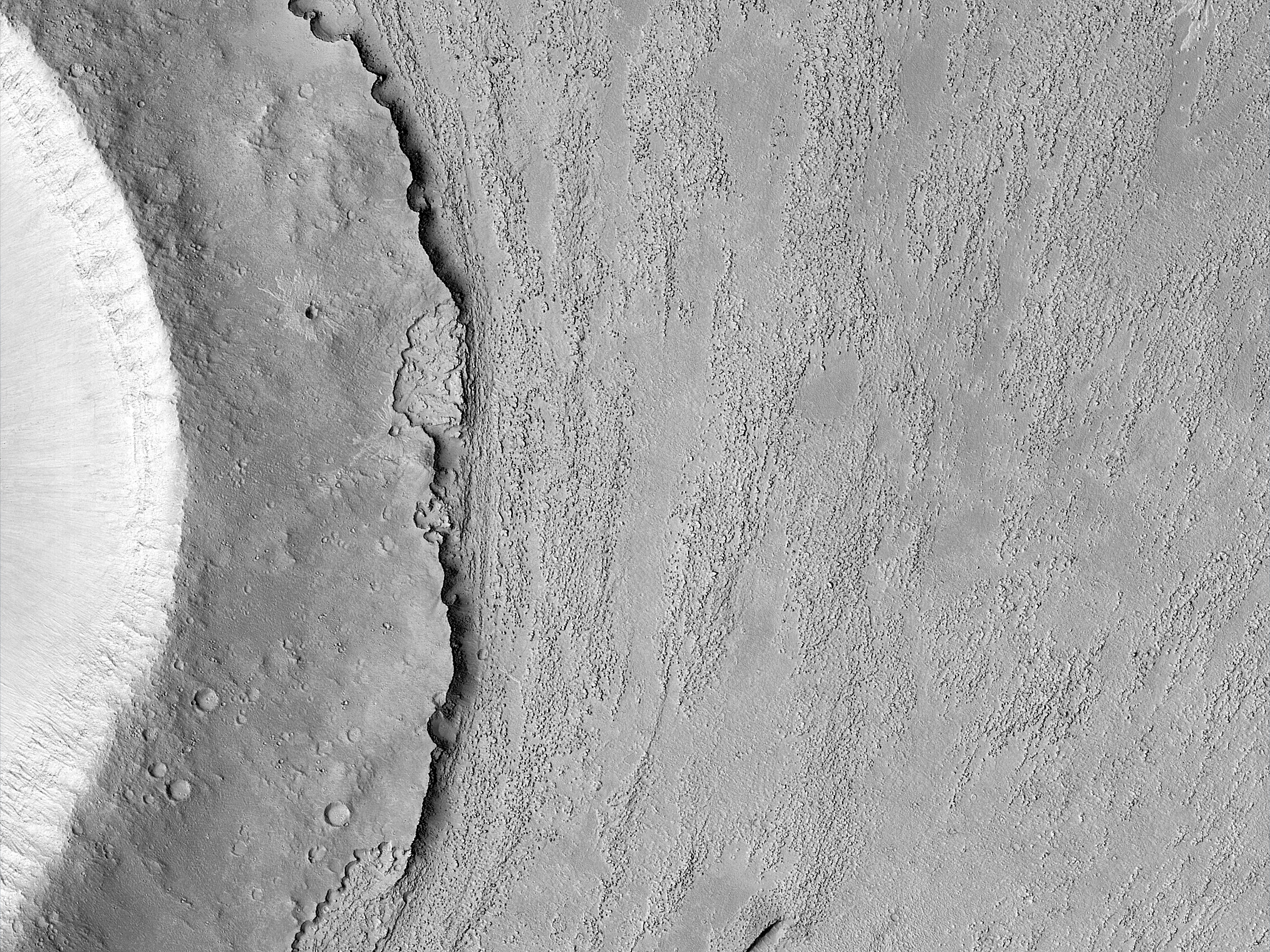 Upstream Edge of Crater in Athabasca Valles