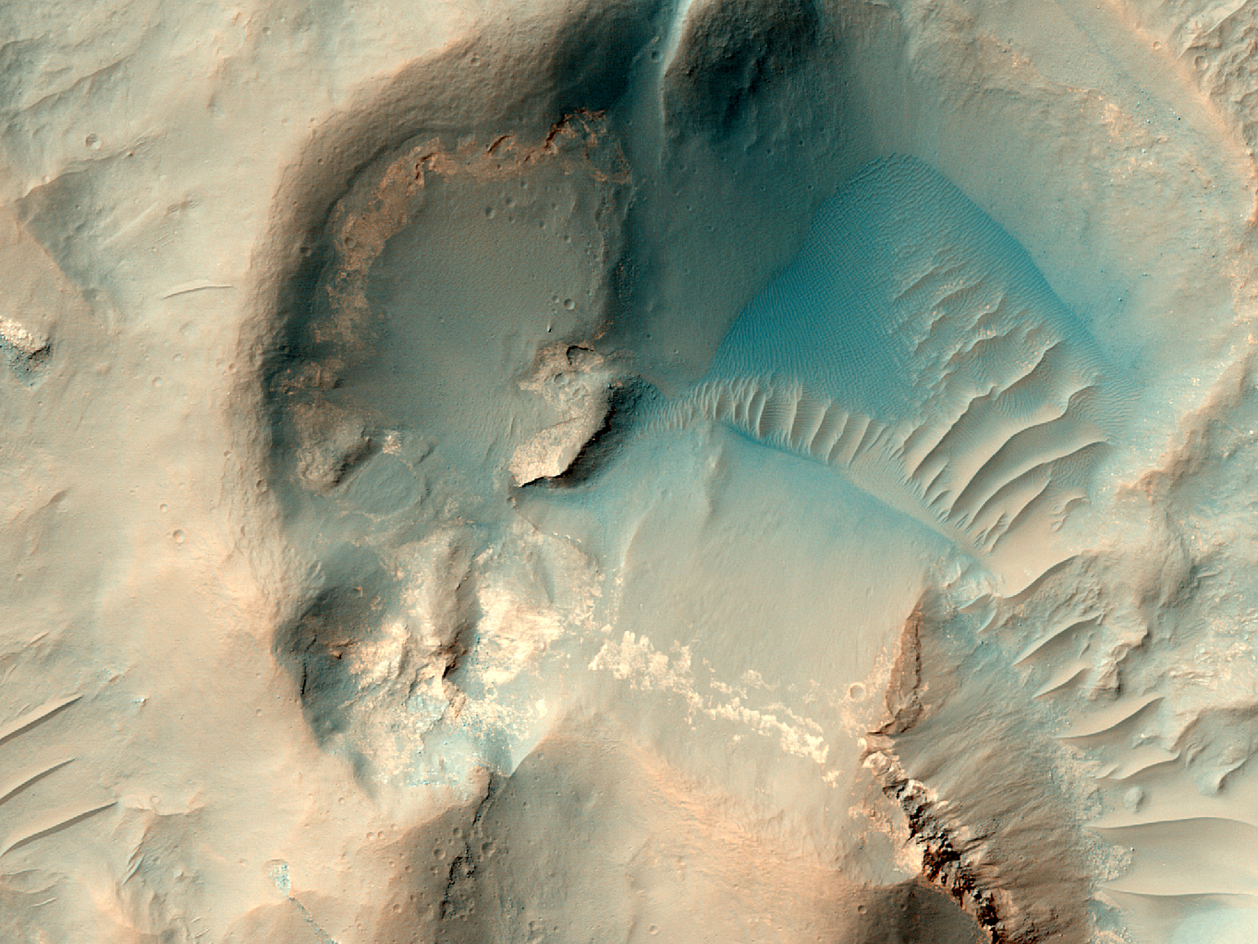 A 1-Kilometer Crater Buried by Candidate Lake Sediments near Deepest Point