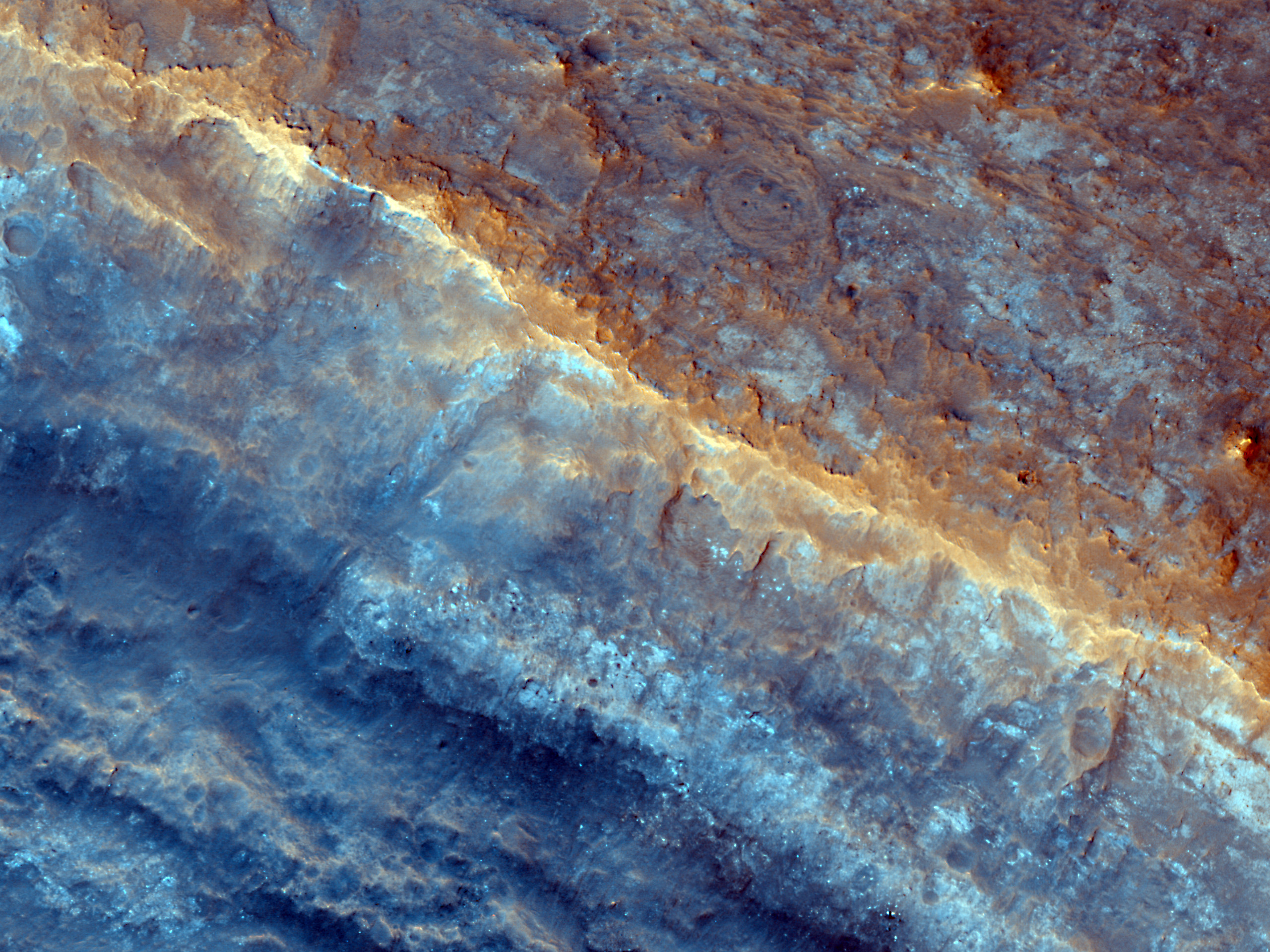 Exposed Crater Rim Deposits near Oxia Planum
