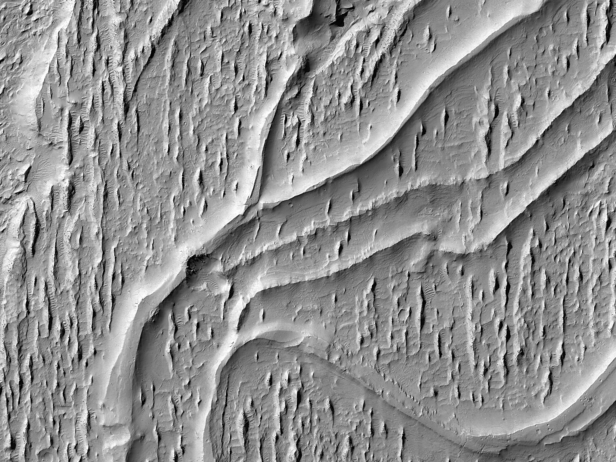 Curving Ridges in Aeolis Planum