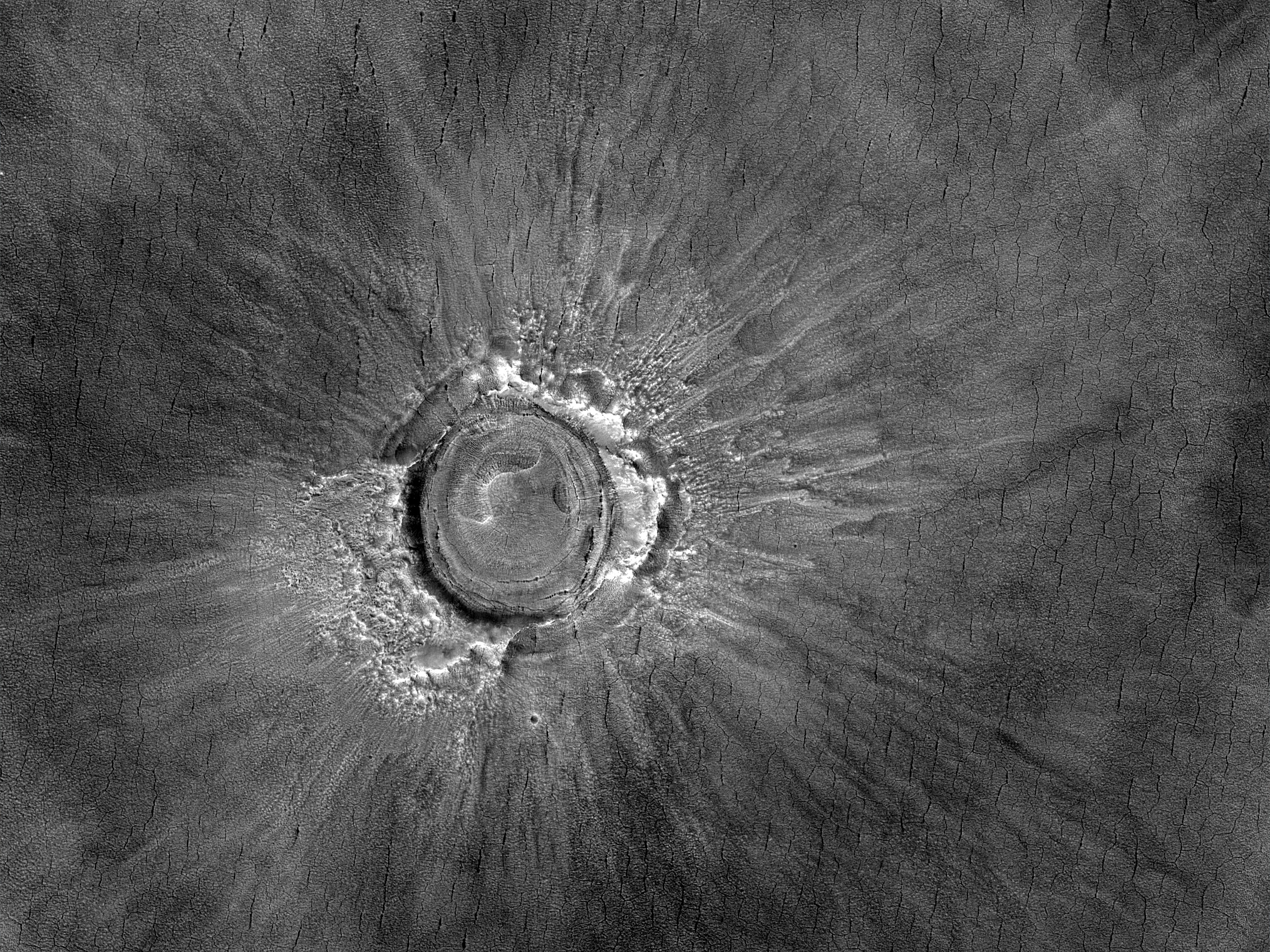 Crater with Layered Deposit in Western Utopia Planitia