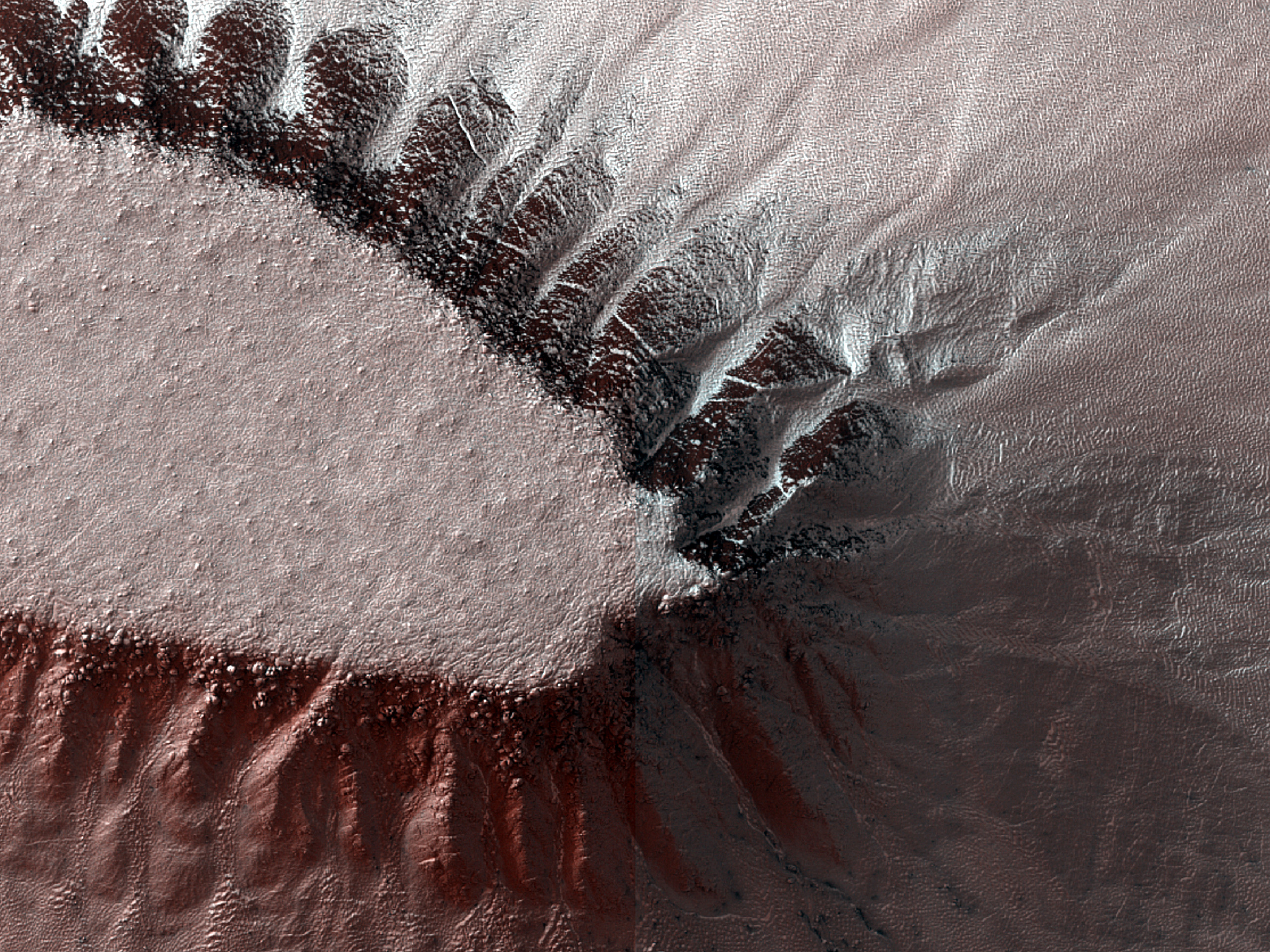 Thickly Frosted Polar Gullies