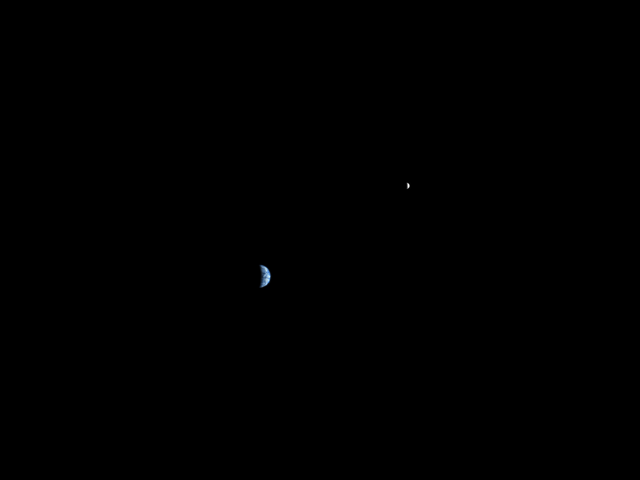 The Earth and Moon as Seen from Mars