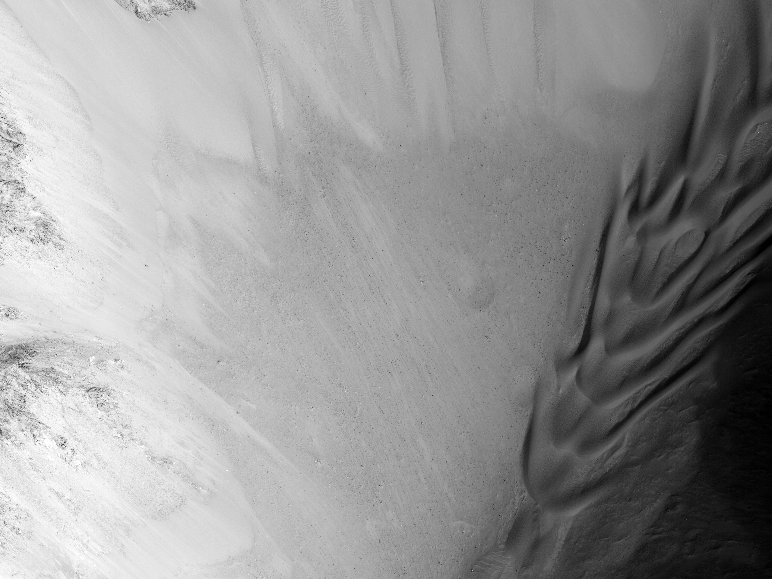 Eastern Valles Marineris Bedrock Stratigraphy and Falling Dunes