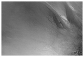 Lobate Debris Apron with Ridge-Like Structures in Tempe Terra