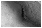 Cracks Near Base of Fretted Valley Wall, Deuteronilus Mensae