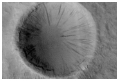 Crater in Medusae Fossae Formation Near Nicholson Crater in Lucas Planum