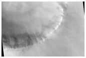 Heavily Cratered Terrain Valleys Near Dawes Crater
