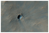Crater East of Huygens Crater with Valleys Flowing in